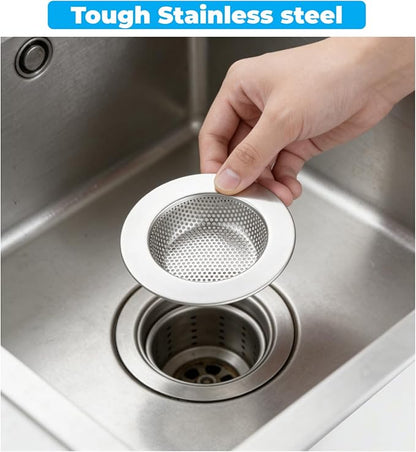 2 PCS Sink Drain Strainer Stainless Steel, Kitchen Sink Drain Strainer for Kitchen with Large Wide Rim 4.5" Diameter