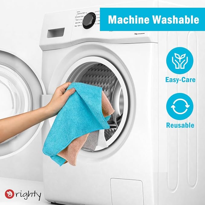 Orighty Microfiber Cleaning Cloth Pack of 24, Microfiber Towels for Cars, Highly Absorbent Car Cleaning Supplies, Lint Free Cloths Clean Rags for Car Care, House, Kitchen, 12x11 inch, Multicolor