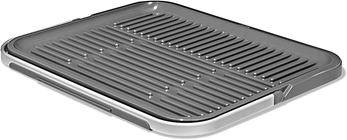 OXO Good Grips Compact Drying Rack with Dish Rest, Aluminum Folding Dish Drying Rack for Glassware and Cookware, Drain Board with Non-Slip Feet for Countertop or Kitchen Sink