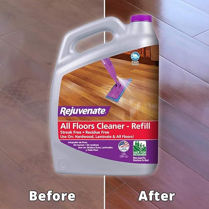 Rejuvenate Professional Wood Floor Restorer and Polish with Durable Finish Application Satin Finish 32oz & All Fllors Cleaner 128oz