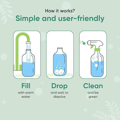 Green Llama Eco Bathroom Cleaner Spray - 16oz Glass Bottle, 3 Refill Tablets, Natural, Sustainable, Lavender Rosemary Scent - Safe, Effective for Home Surfaces - Ideal Choice for Eco-Conscious Living