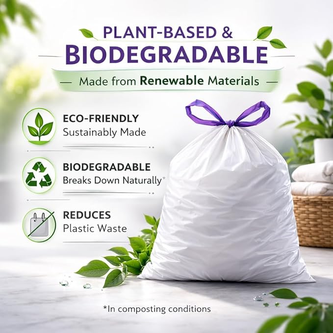 ETSUS Biodegradable Trash Bags with Drawstrings, 9 Gal, 100 Count
