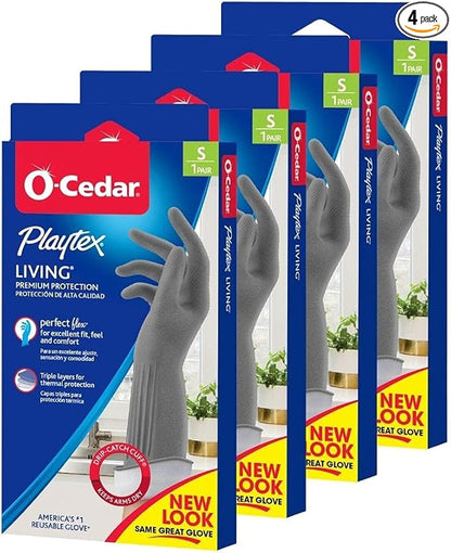 PLAYTEX Living Reuseable Rubber Cleaning Gloves, Color May Vary (Small, Pack - 4)