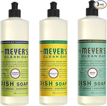 MRS. MEYER'S CLEAN DAY Dish Soap Variety (Lemon Verbena + Basil + Honeysuckle, 1CT