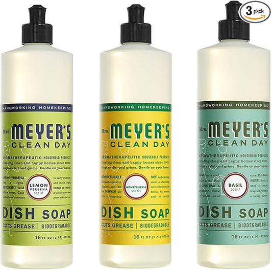 MRS. MEYER'S CLEAN DAY Dish Soap Variety (Lemon Verbena + Basil + Honeysuckle, 1CT