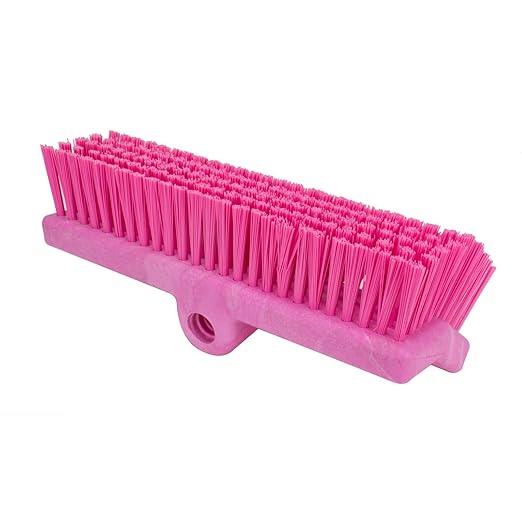 SPARTA 40423EC26 Plastic Floor Scrub Brush, Wall Brush, Equipment Brush With Nonabsorbent Bristles For Industrial Kitchens, Hospitals, Commercial Cleaning, 10 Inches, Pink, (Pack of 2)
