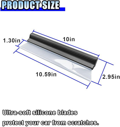 2PCS Automotive Squeegee, 10 Inch T-Bar Water Blade Squeegee for Drying, Flexible Silicone Car Water Wiper, Car Water Squeegee Fits Windshield, Glass, Mirror, Bathroom, Window (10inch)