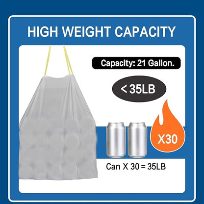 Large Trash Bags, Big Tall heavy duty 21 Gallon/ 50-90 Liter Drawstring Trash Bags, Easy-Dispense Leaf Roll, tear-free design, Extra-Strong Unscented 30 Count for Kitchen & Household & Commercial.