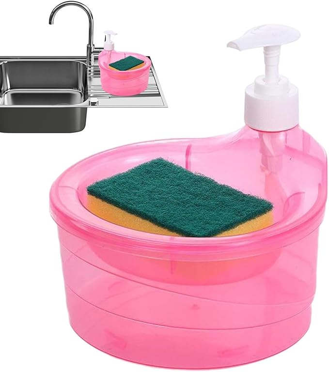 Hand Soap Dispenser - 2 in 1 Washing Up Liquid Dispenser, Dish Washing Pump Organizers | Sink Pump Dispenser Refill Soap Holder with Sponge, Soap Pump and Sponge caddyy for Kitchen Dishwashing
