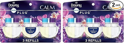 Febreze Plug In Air Freshener, Odor-Fighting Scented Oil Refill, Downy Calm Scent, 3 Refills, (Pack of 2)