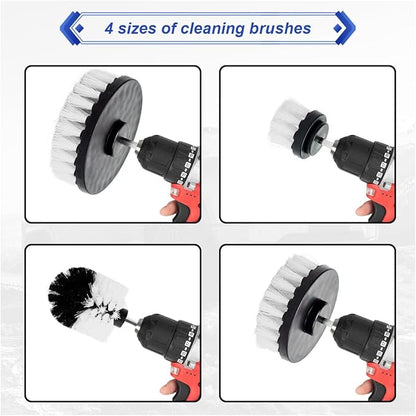 ZIMISI 4PCS Drill Brush Attachment Set, Mult-Purpose Car Wash Brush, Rotary Detailing Brush Set, Car Carpet Cleaner Brushes for Wheel, Grout, Shower, Bathroom, Floor (White)