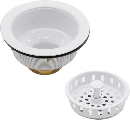 Westbrass A214-50 3-1/2" Post Style Large Kitchen Sink Basket Strainer, Powder Coat White