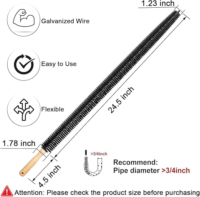Dryer Vent Cleaner Brush, Flexible Vacuum Dryer Lint Refrigerator Coil Cleaning Brush Lint Trap Cleaning Removal Tool for Trap and Duct, Wood Handle
