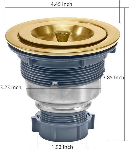 KONE 3-1/2 Inch Brass Sink Drain, Durable Stainless Steel Brass Kitchen Sink Drain Assembly Kit with Sink Strainer Waste Basket/Strainer Assembly/Sealing Lid for Standard Kitchen Sink