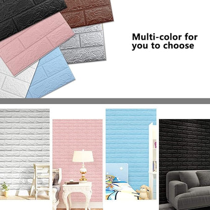 10 PCS Pink 3D Wall Panels, 14.5 sq.feet Coverage, Printable Wallpaper Sticker with Self-Adhesive Waterproof Brick PE Foam Wall Panels Peel and Stick for Interior Wall Decor Home Decoration
