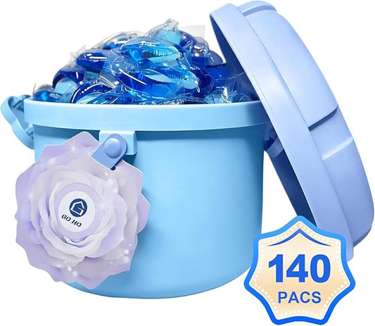 140-Count Laundry Detergent Pacs, 5-in-1 Powerful Clean, Stain Remover, Color Protector, Fabric Care, Deep Hygienic Clean, HE Compatible