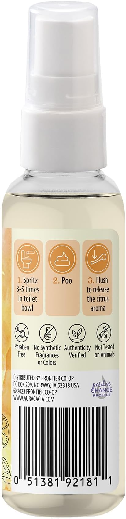 Aura Cacia Citrus Burst Toilet Spray 2 Fl. oz. - Light Aroma, No Synthetic Fragrances