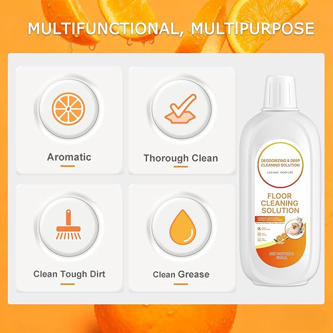 2 Packs Floor Cleaner Orange Scented Compatible with Tineco Cleaning Solution Deep Clean Residue & Streak Free, for Tineco Solution Cleaning Liquid for ALL Robotic Vacuum Mop Cleaner Solution