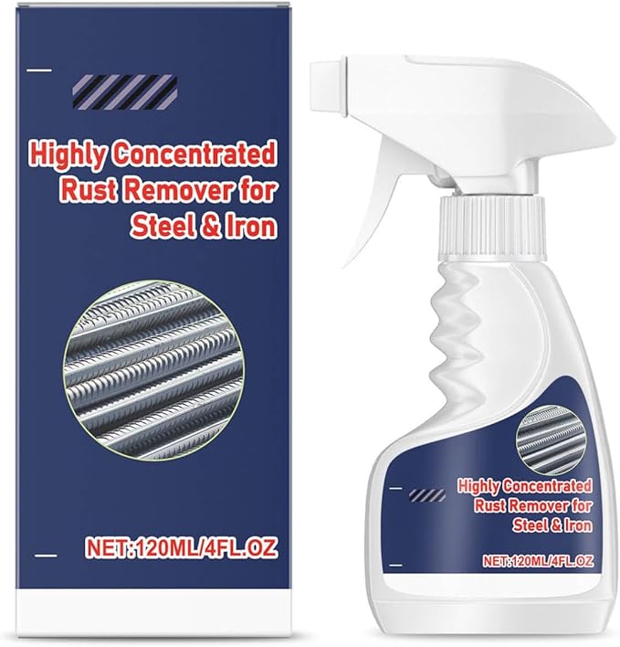 120ml Highly Concentrated Rust Remover for Steel & Iron – Fast-Acting Rust Remover Spray for Tools, Kitchen Utensils, Bathroom Hardware, Multi-Scene Rust Stain Remover (1pack)
