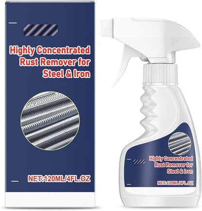 120ml Highly Concentrated Rust Remover for Steel & Iron – Fast-Acting Rust Remover Spray for Tools, Kitchen Utensils, Bathroom Hardware, Multi-Scene Rust Stain Remover (1pack)