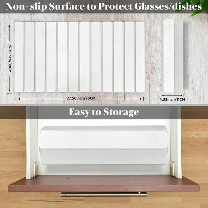 Extral Large Stone Dish Drying Mats for Kitchen Counter, 28"(L)×16"(W), Collapsible Quick Drying Dish Mats, Eco-Friendly Absorbent Diatomaceous Earth Mat for Dishes Cups Bottles, Match Any Countertop
