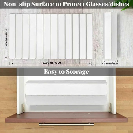 Extral Large Stone Dish Drying Mats for Kitchen Counter, 28"(L)×16"(W), Collapsible Quick Drying Dish Mats, Eco-Friendly Absorbent Diatomaceous Earth Mat for Dishes Cups Bottles, Match Any Countertop