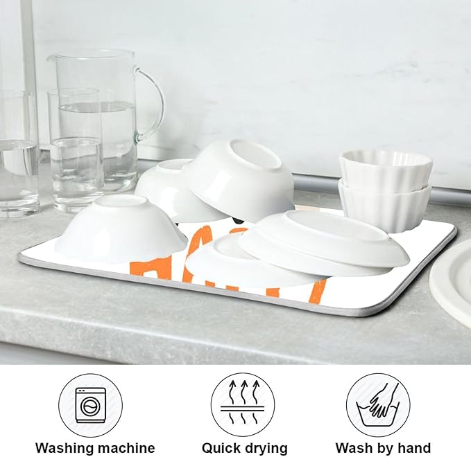 Happy Halloween Dish Drying Mat for Kitchen Counter Super Absorbent Drying Mat 18x24 inch Large Dish Drying Matts for Countertop Protector Dishes Pad
