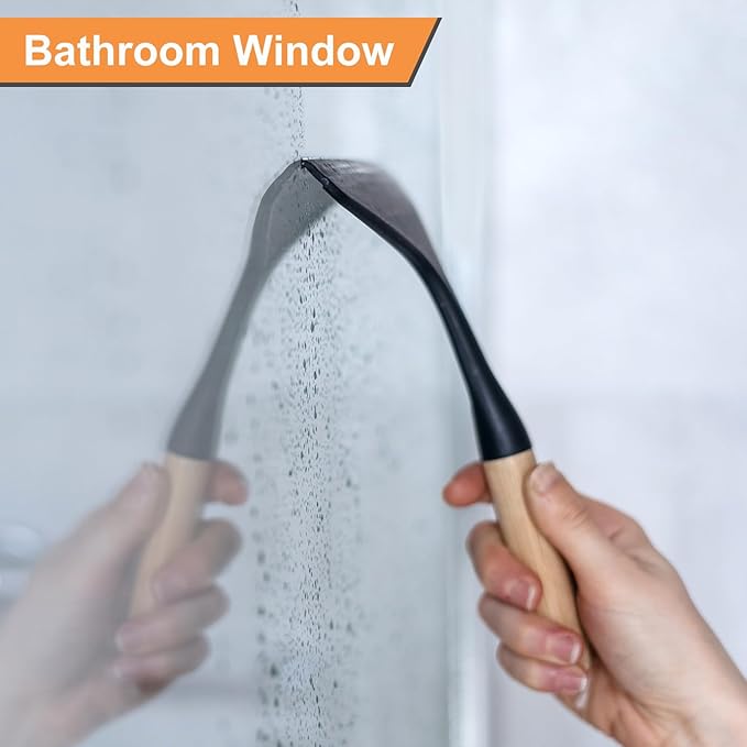 HARFINGTON Shower Squeegee 9.6 Inch Length Water Blade Cleaner Tool Household Mirror Squeegee with Hole for Windshield Window Cleaning Glass Door, Pink