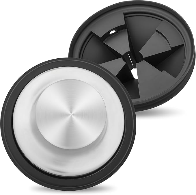 Garbage Disposal Splash Guard with Sink Drain Stopper Cover, Stainless Steel Garbage Disposal Stopper with 3 3/8" EPDM Splash Guard Compatible with Insinkerator and Moen, Prevent Water Splashes