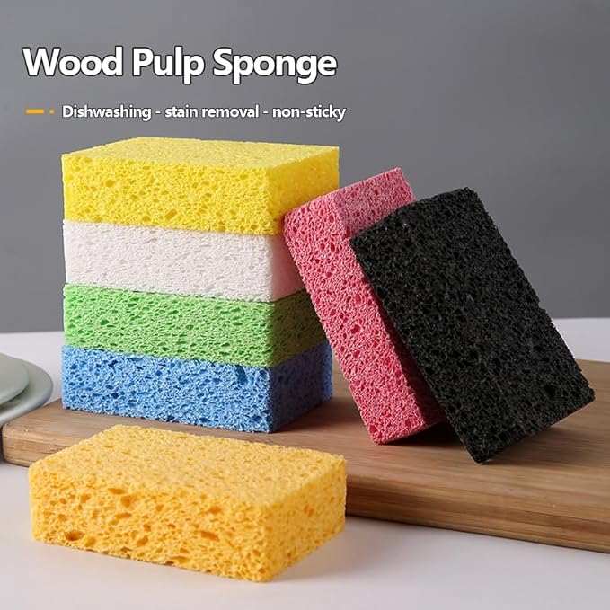 12 - Pack Non-Scratch Scrub Sponges - Sponges for Dishes and Washing Dishes, Cleaning Sponges for Kitchen Home Bathroom Cars, Funny Cut-Outs DIY for Kids (Pink)