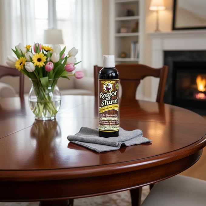 Howard Products Hardwood Floor Polish - Restor-A-Shine Wood Polisher for Furniture, Polishing Compound, Polish Compound, 8 oz