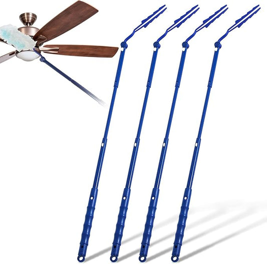 Colingmill 4 Pcs 3 ft Replacement Handles Compatible with Duster Refills, Extendable Long Extended Handle Only, Adjustable Length for Ceiling Fans, Blinds, Shelves, Windows (Blue)