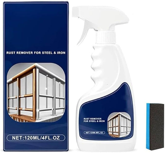 Rust Remover Spray for Metal – Heavy-Duty Rust Remover Metal Cleaner for Steel, Iron & Stainless Steel, Multipurpose Rust Dissolver with Protective Coating (1pack with sponge)