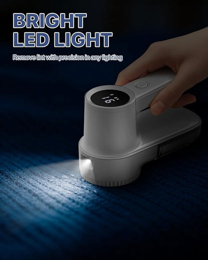 Lint Remover Rechargeable Fabric Shaver : 3-Speeds Sweater Shaver with LED Display & LED Light,3 Extra Blades, Type-C Cable, Lint Remover for Clothes & Furniture, Birthday Gifts for Women