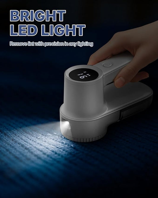 Lint Remover Rechargeable Fabric Shaver : 3-Speeds Sweater Shaver with LED Display & LED Light,3 Extra Blades, Type-C Cable, Lint Remover for Clothes & Furniture, Birthday Gifts for Women