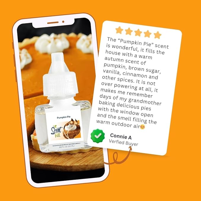 Scent Fill Pumpkin Pie Plug in Air Freshener, Scented Oil Refills, 2 Refills + Diffuser