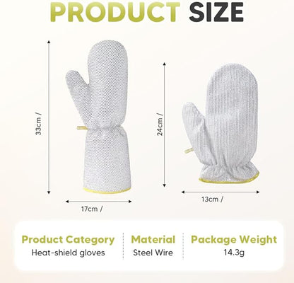 Steel Wire Dishwashing Gloves, Silver Wire, Waterproof Oil Resistant Heat Resistant Gloves for Kitchen Cleaning
