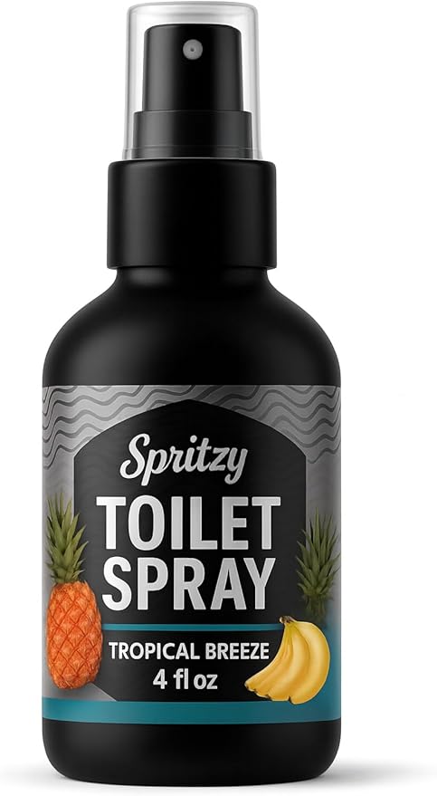 Toilet Spray (4 fl oz) | 600+ Sprays | Bathroom Spray w/Many Scents – Restroom & Bathroom Odor Eliminator – Essentials for a Fresh, Confident Bathroom (Tropical Breeze)