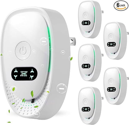6 Pack Plug-In Air Purifier & Negative Ionizer, Home & Office Air Freshener, Odor Eliminator for Pets, Smoke, Kitchen, Plug & Play, Quiet Operation (6 Units)