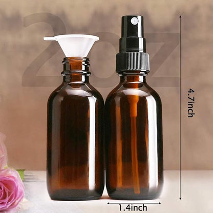 Wedama Spray Bottle, 2 oz Fine Mist Glass Spray Bottle, Little Refillable Liquid Containers for Watering Flowers Cleaning (12 Pack, Amber)