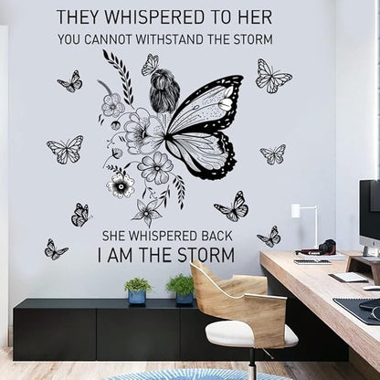 Inspirational Wall Art Positive Quotes Wall Decor Motivational Wall Decals Saying Quotes Wall Stickers Peel and Sticker Wall Decoration Flower Vine Butterfly Wall Sticker for Bedroom Living Room Home Office.