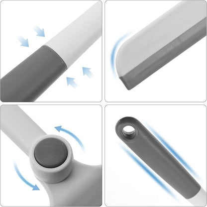 Rotating Glass Squeegee for Home Use Grey White, Multipurpose Nonslip Window and Mirror Cleaner, Bathroom and Car Water Wiper Cleaning Tool