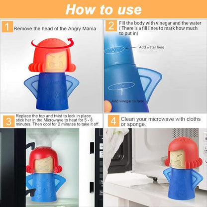 Angry Mama Microwave Oven Cleaner, Angry Mama Microwave Steam Cleaner Cleans the Crud in Minutes Using Vinegar and Water for Home Kitchen (Blue)