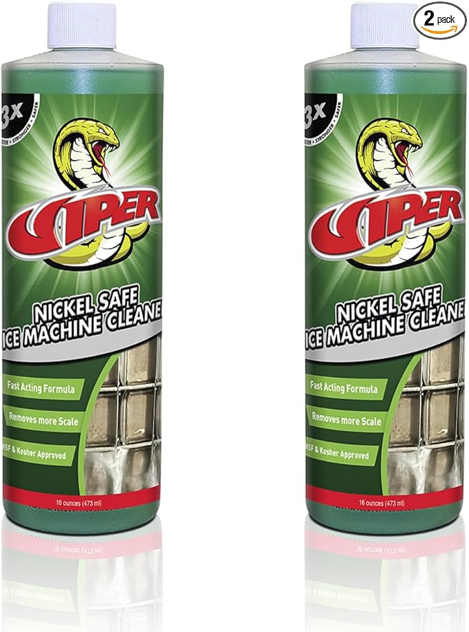 Refrigeration Technologies Viper Nickel Safe Ice Machine Cleaner and Scale Remover NSF Registered Kosher Certified Proprietary Organic Acid Blend 16oz RT500N or 1Gal RT500G (16oz, 2 Pack)