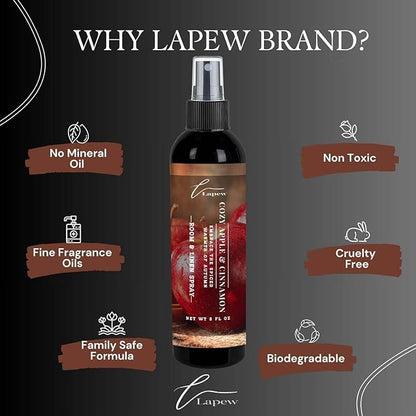 Lapew Room & Linen Spray | Fragrance Mist for Home, Car & Office | Fabric & Air Freshener | Neutralizing Mist | Made in USA | Cozy Cinnamon & Apple