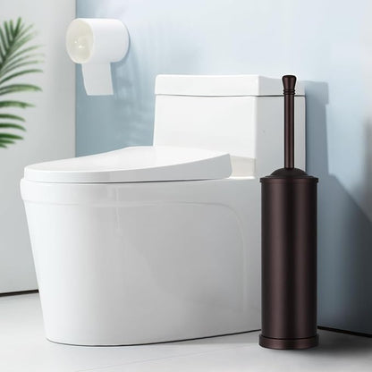 Bronze Toilet Brush and Holder Set,304 Stainless Steel Toilet Bowl Brush and Holder for Bathroom,Heavy Duty Toilet Brush,Durable Scrubbing Bristles,Splash Resistant,Long Handle