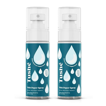 TUSHÉ Toilet Paper Spray (2-Pack) – Flushable Wet Wipe Alternative for Sensitive Skin – Unscented, Septic Safe – Aloe Vera, Witch Hazel & Vitamin E – 118ml (4 fl oz)