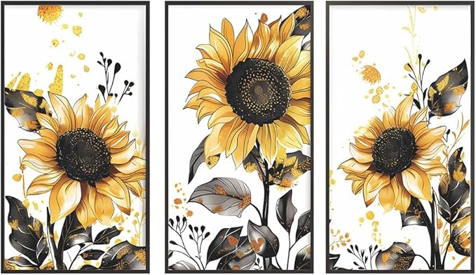 Sunflower Wall Stickers Floral Wall Art Decal Decor for Bedroom Living Room Offices Home Decoration