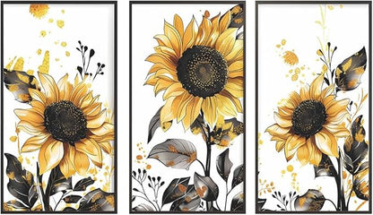 Sunflower Wall Stickers Floral Wall Art Decal Decor for Bedroom Living Room Offices Home Decoration