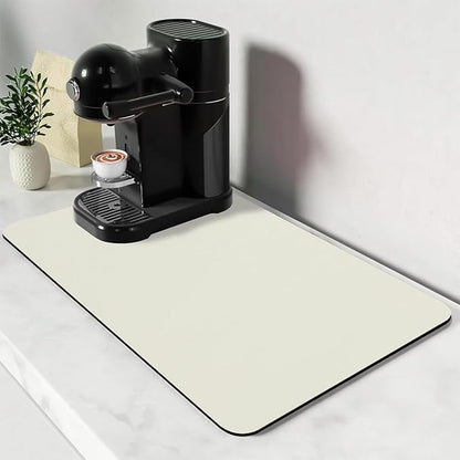 Bloss Coffee Mat / Drying Mat Off White, Absorbent / Hides Stains / Rubber Backed - Dish Drying Mat Fits Under Coffee Maker or Espresso Machine / 16.1"x24.1"